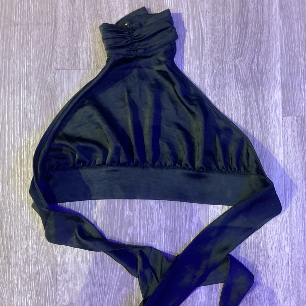 Black halter wrap top